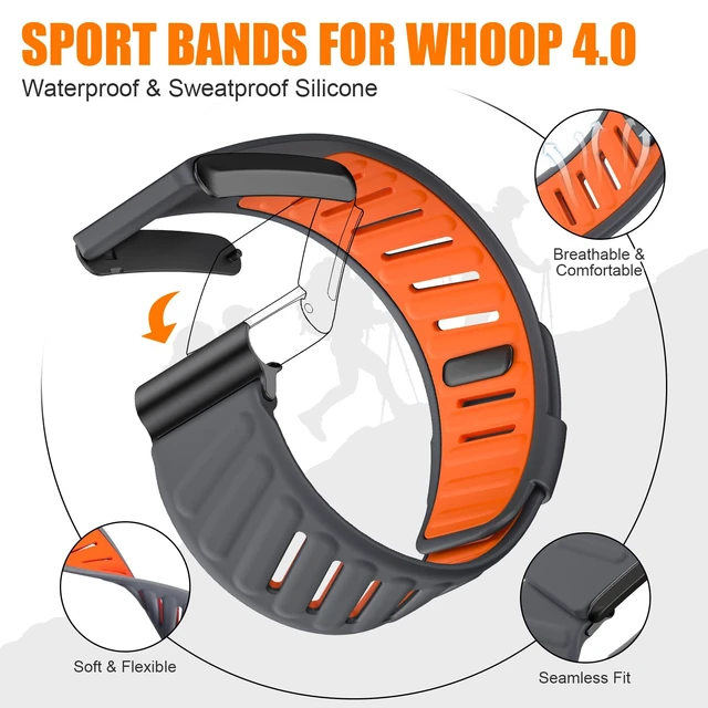 Alt view image 3 of 7 - Silicone Bandsfor WHOOP Band 4.0,Soft Silicone Sport Strap for Men/Women Comfort Durable Waterproof and Sweatproof with U Shaped Replacement Wristbands
