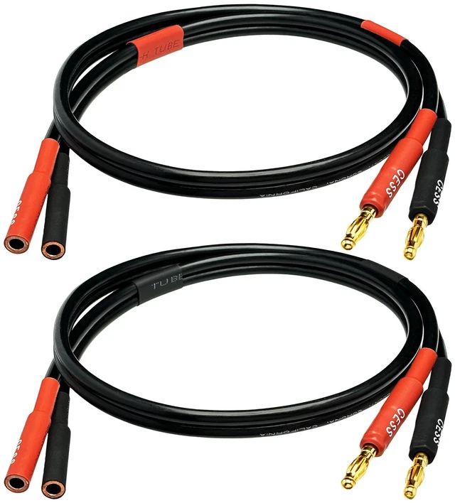 Main image of Banana Plugs Female to Male Extension Cable, 2-Pack (2 Feet) 12 Gauge 680 strand count soft silicone rubber cable
