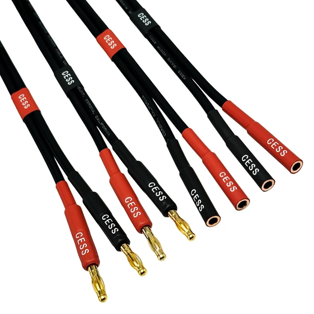 Alt view image 2 of 7 - Banana Plugs Female to Male Extension Cable, 2-Pack (2 Feet) 12 Gauge 680 strand count soft silicone rubber cable