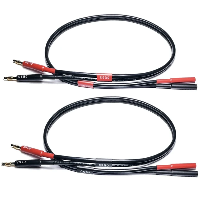 Alt view image 4 of 7 - Banana Plugs Female to Male Extension Cable, 2-Pack (2 Feet) 12 Gauge 680 strand count soft silicone rubber cable