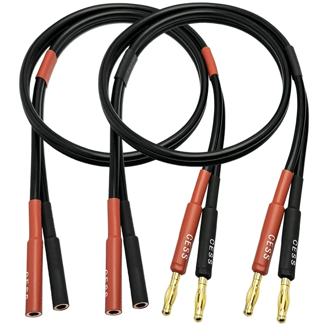 Alt view image 3 of 7 - Banana Plugs Female to Male Extension Cable, 2-Pack (2 Feet) 12 Gauge 680 strand count soft silicone rubber cable