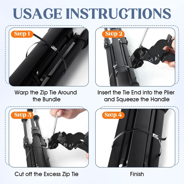 Alt view image 3 of 7 - Metal Zip Ties Gun Set, Stainless Steel Zip Tie Tool with 150PCS Black Metal Zip Ties Heavy Duty Outdoor, Fastening Cutting Tie Tool Sets for Chain Link Fence, Exhaust Pipes, Automotive