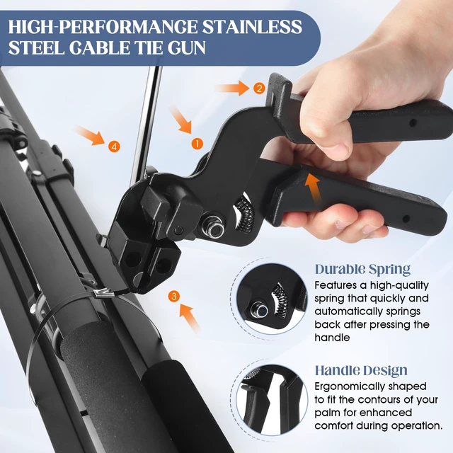 Alt view image 4 of 7 - Metal Zip Ties Gun Set, Stainless Steel Zip Tie Tool with 150PCS Black Metal Zip Ties Heavy Duty Outdoor, Fastening Cutting Tie Tool Sets for Chain Link Fence, Exhaust Pipes, Automotive