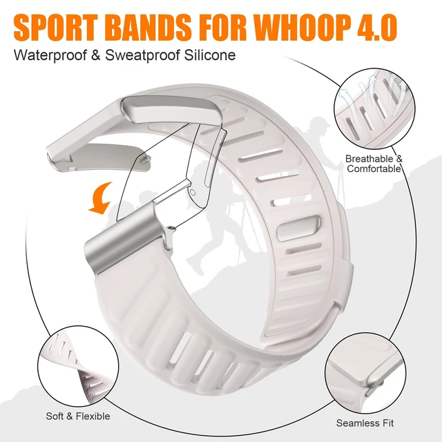 Alt view image 3 of 7 - Silicone Bandsfor WHOOP Band 4.0,Soft Silicone Sport Strap for Men/Women Comfort Durable Waterproof and Sweatproof with U Shaped Replacement Wristbands
