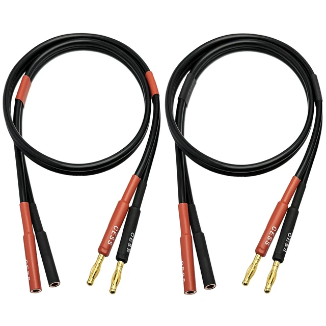 Alt view image 7 of 7 - Banana Plugs Female to Male Extension Cable, 2-Pack (2 Feet) 12 Gauge 680 strand count soft silicone rubber cable