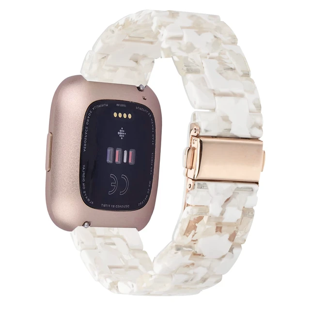 Alt view image 2 of 7 - AWSMOR Compatible with Fitbit Versa 2 Band Women Men Resin Wristbands Strap with Stainless Steel Buckle Replacement for Fitbit Versa 2 Smartwatch (Flowery White Transparent)