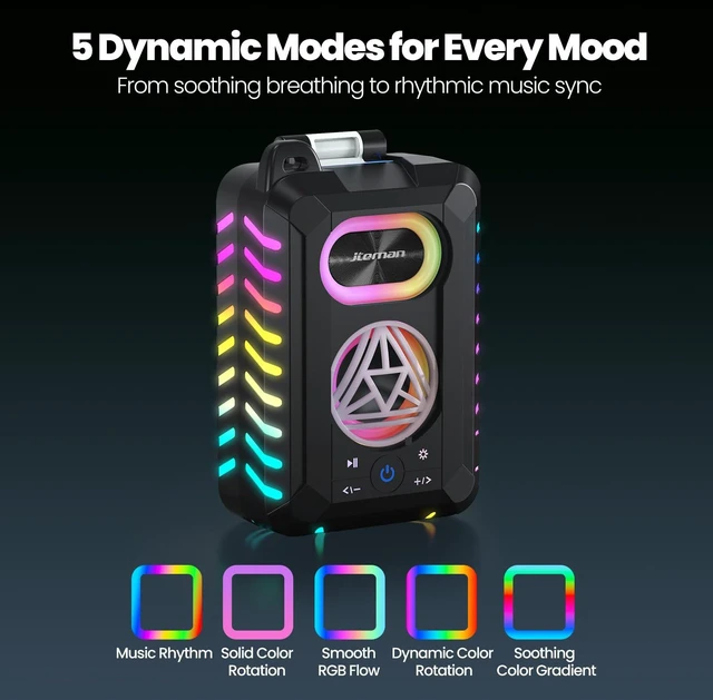 Alt view image 5 of 7 - IP67 Waterproof Bluetooth Speaker with Cell Phone Stand TWS Stereo Sound, RGB Lights, Portable Shower Speaker for Home, Party, Pool, Camping & Beach, Birthday Gifts for Men Women
