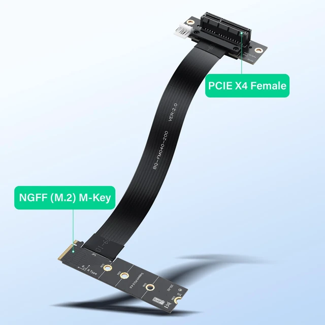 Alt view image 3 of 7 - M.2 M-Key PCI-E4.0 2280 NGFF to 90 Degree PCIe X4 Extender Cable M2 to PCI-E 4X Female Riser Cable for M2 2230 (M.2 90 Degree Right)