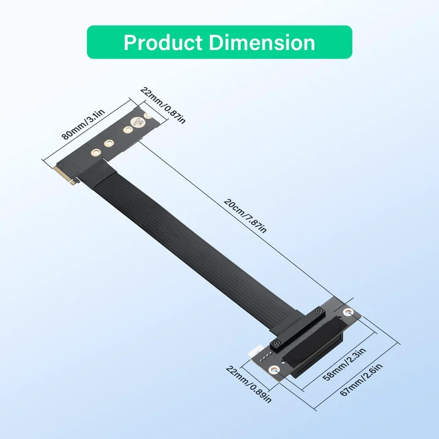 Alt view image 7 of 7 - M.2 M-Key PCI-E4.0 2280 NGFF to 90 Degree PCIe X4 Extender Cable M2 to PCI-E 4X Female Riser Cable for M2 2230 (M.2 90 Degree Right)