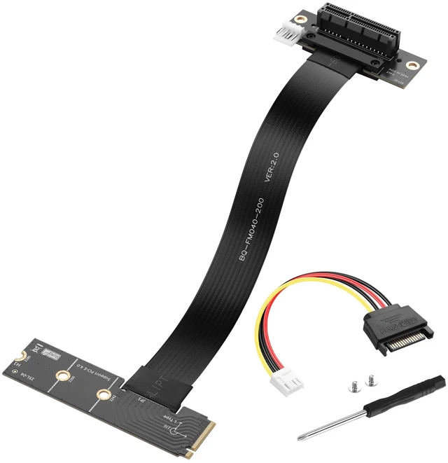 Main image of M.2 M-Key PCI-E4.0 2280 NGFF to 90 Degree PCIe X4 Extender Cable M2 to PCI-E 4X Female Riser Cable for M2 2230 (M.2 90 Degree Left)