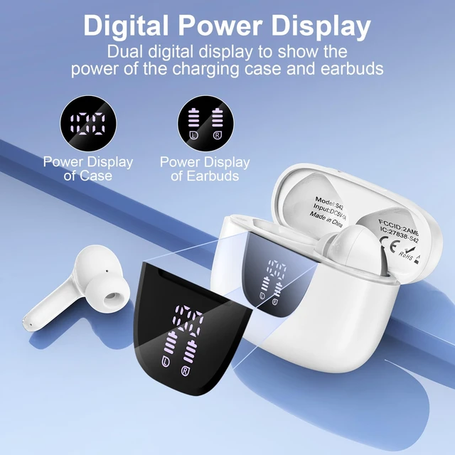 Alt view image 3 of 7 - Wireless Earbuds for Samsung Galaxy S26 S25 Ultra, Bluetooth 5.3 Headphones Bass Stereo Noise Canceling Ear Buds with Mic LED Display, IPX7 Waterproof in Ear Earphones for Phone Laptop Sports Workout