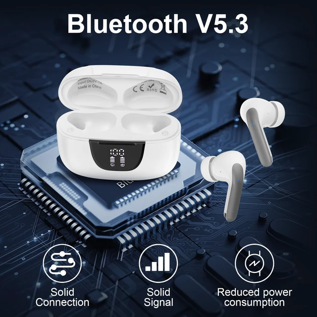 Alt view image 4 of 7 - Wireless Earbuds for Samsung Galaxy S26 S25 Ultra, Bluetooth 5.3 Headphones Bass Stereo Noise Canceling Ear Buds with Mic LED Display, IPX7 Waterproof in Ear Earphones for Phone Laptop Sports Workout