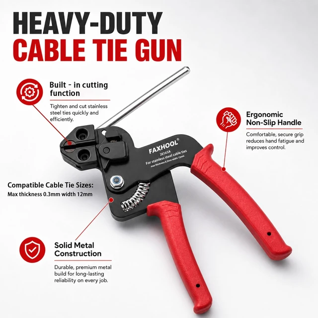 Alt view image 3 of 7 - 113-Piece Stainless Steel Zip Ties Gun Kit, Stainless Steel Ties with Tool Includes 110 pcs 11.8 Metal Zip Ties, Release Tool and Gloves; for Exhaust Pipes, Chicken Coops and Farm Repair Fastening