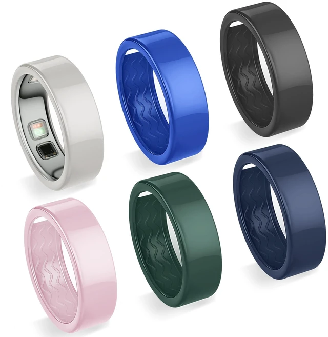 Main image of 6 Pack Cover Compatible with Oura Ring 5 Ultra-Thin TPU Anti-Slip Wave Texture Protector Case, Support Charging with Cover on, Anti-Scratch Ring Guard