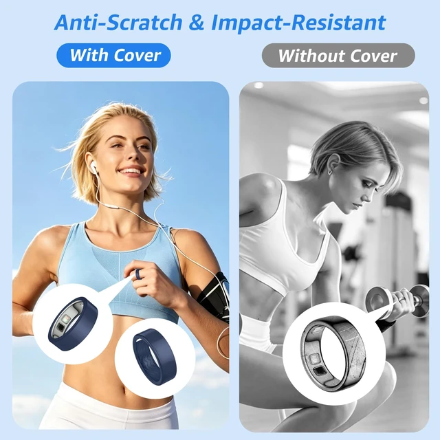 Alt view image 4 of 5 - 6 Pack Cover Compatible with Oura Ring 5 Ultra-Thin TPU Anti-Slip Wave Texture Protector Case, Support Charging with Cover on, Anti-Scratch Ring Guard