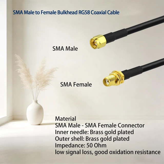 Alt view image 2 of 7 - SMA Male to Female RG58 Coaxial Cable 33ft +5pcs RP-SMA Adapter 50 Ohm SMA Extension Cable Kit for BaoFeng HT Kenwood Yaesu HF Ham Radio Two-Way Radio WiFi Antenna Router