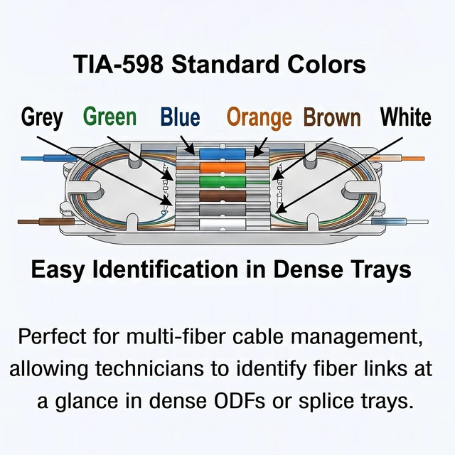 Alt view image 5 of 7 - 300pcs Color-Coded Fiber Optic Fusion Splice Sleeve Kit, 2.6mm 60mm Pre-Shrunk Fusion Protectors, Plastic Storage Box, Blue/Orange/Green/Brown/Grey/White, 50pcs per Color, 304 SS Pin