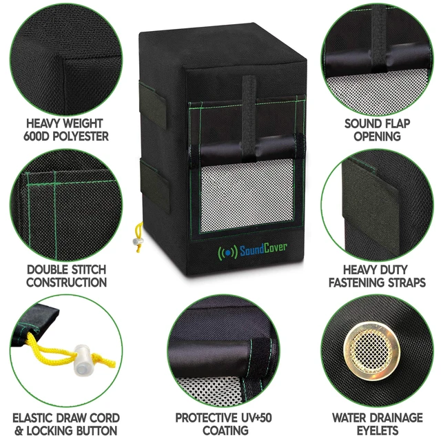 Alt view image 2 of 6 - Two Black Waterproof 600D Outdoor Speaker Covers for C-Bracket Mounted Speakers Fits Yamaha NS-AW150, Polk Audio Atrium 5 (Max Dimensions: H 12.8" x W 7.9" x D 8.9")