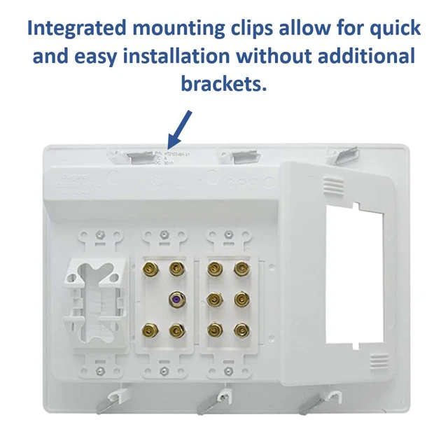 Alt view image 5 of 7 - Legrand - OnQ Home Theater Connection, Recessed TV Outlet Supports 5.1 Speaker System, in Wall TV Power Kit Hides Cords, TV Outlet Box Works with All Plugs, TV Outlet Wall Kit, White, HT2103WHV1