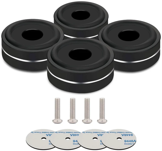 Main image of Speaker Isolation Feet 4Pcs 40x15mm Load 400KG Aluminum Audio feet(Black) Turntable Feet with Non-Slip Rubber Rings/Adhesive/Screws for Audio,Speakers,Subwoofers,Amplifier,Turntable,DAC
