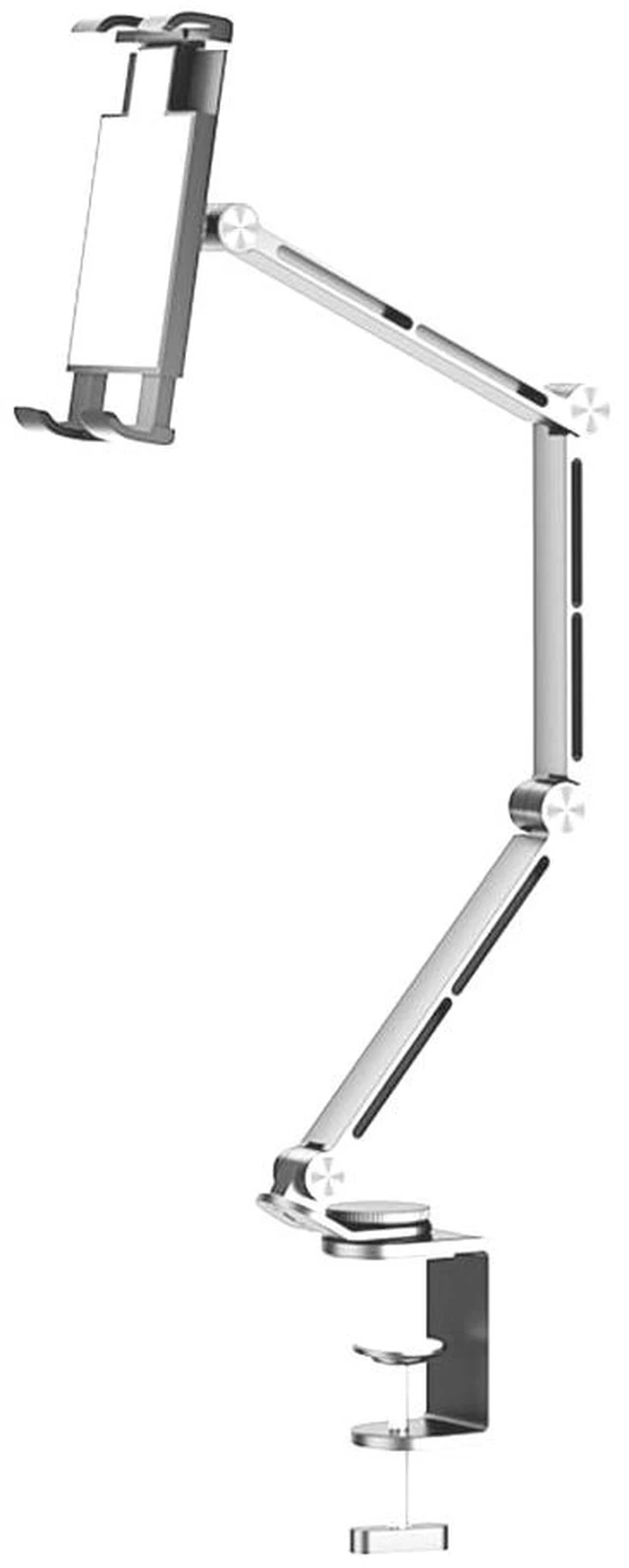 Main image of Heavy Duty Phone/Tablet Metal Holder for Bed Adjustable Foldable Stand for Desk Aluminum Universal Lazy Bracket 360° Rotation Flexible Long Arm for 4-13 Inch Devices (Silver, CT9)