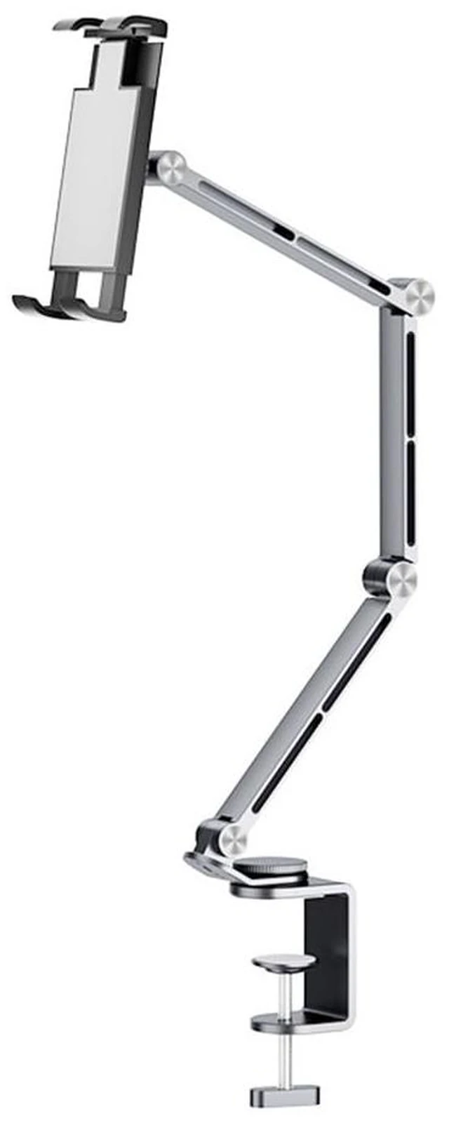 Main image of Phone/Tablet Metal Holder Stand, Grey, CT9 Heavy Duty, Adjustable Foldable, Aluminum Universal Lazy Bracket, 360° Rotation Flexible Long Arm, For 4-13 Inch Devices