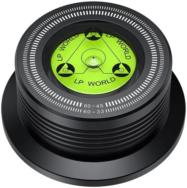 Main image of Record Weight Stabilizer, Aluminum, 266g/9.38oz, 7mm Spindle Hole Record Weight, Built-In Bubble Level, 33/45 RPM Guide, Felt Base, for Vinyl LP Record Player 60Hz