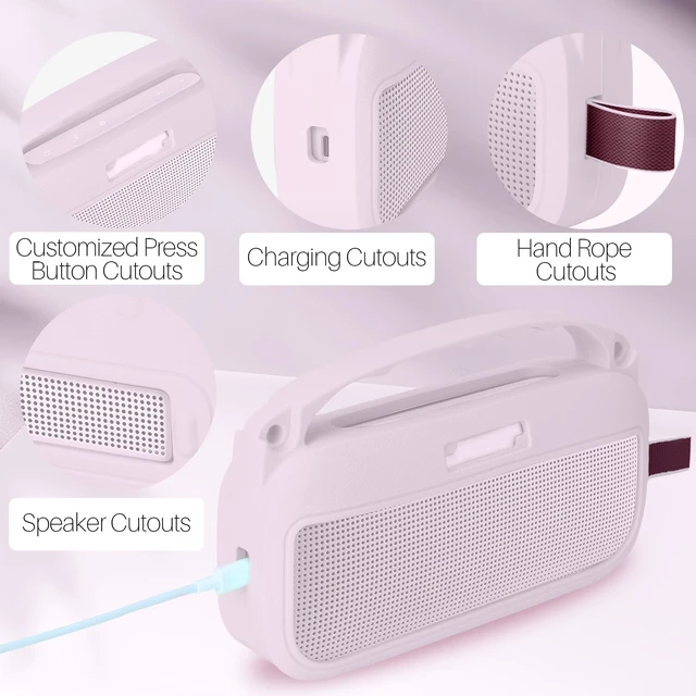 Alt view image 4 of 7 - 2nd Gen Silicone Cover Compatible with Bose SoundLink Flex 2nd Gen/SoundLink Flex Portable Speaker (Petal Pink Cover)