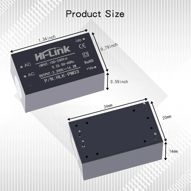 Alt view image 6 of 7 - Mini Step-Down Power Supply Module, Intelligent Home Switching Power Module AC-DC Isolated Power Module 220v to 3.3v, HLK-PM03 DC Power Module AC DC Converter 220V to 3.3V3PCS