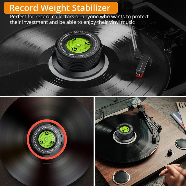 Alt view image 5 of 7 - Record Weight Stabilizer, Aluminum, 266g/9.38oz, 7mm Spindle Hole Record Weight, Built-In Bubble Level, 33/45 RPM Guide, Felt Base, for Vinyl LP Record Player 60Hz