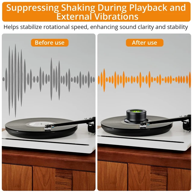 Alt view image 6 of 7 - Record Weight Stabilizer, Aluminum, 266g/9.38oz, 7mm Spindle Hole Record Weight, Built-In Bubble Level, 33/45 RPM Guide, Felt Base, for Vinyl LP Record Player 60Hz
