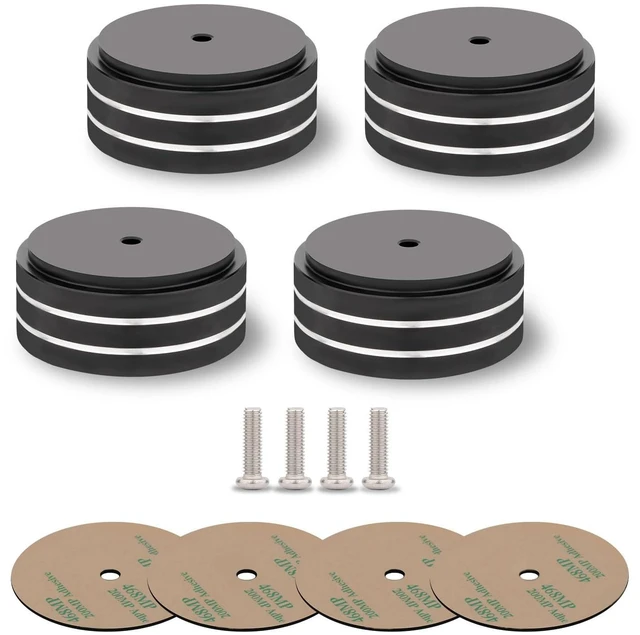Main image of Audio Isolation Feet Aluminum Load 400KG Amplifier Feet 58 * 22MM(4Pcs) Turntable Isolation Pad with Adhesives/Screw for Audio,Speakers,Subwoofers, Turntable,Amplifier,DAC(Black)