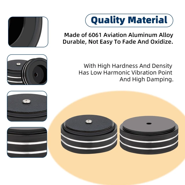 Alt view image 4 of 7 - Audio Isolation Feet Aluminum Load 400KG Amplifier Feet 58 * 22MM(4Pcs) Turntable Isolation Pad with Adhesives/Screw for Audio,Speakers,Subwoofers, Turntable,Amplifier,DAC(Black)