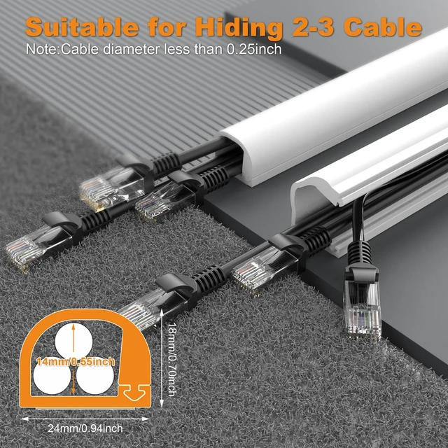 Alt view image 2 of 7 - 118" Silicone TV Cord Hider for Wall Mounted TV, Self-Adhesive Wire Hiders for TV on Wall, Wire Concealer for Cords Hide Cables, Cable Covers White, Raceway Cable Management, Electric Wire Channels 3m