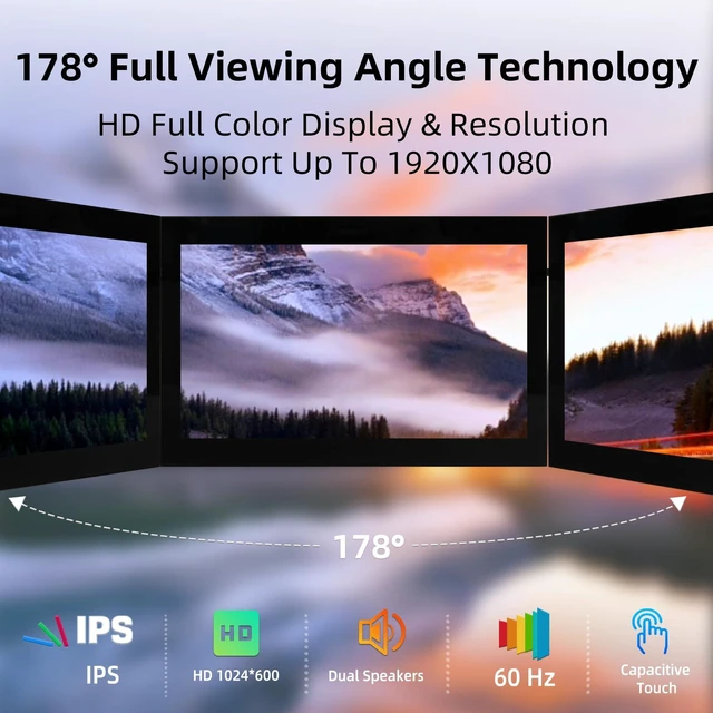 Alt view image 3 of 6 - 7 inch Portable Monitor, 1024x600 HDMI Raspberry Pi Screen, Dual-Speaker IPS LCD Display Mini Monitor for Laptop Xbox PS3 Raspberry Pi 5 4B 3B+