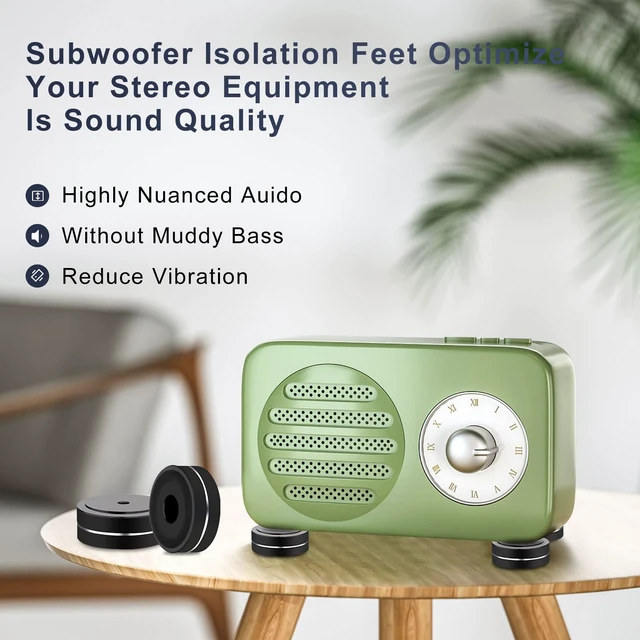 Alt view image 2 of 7 - Speaker Isolation Feet 4Pcs 40x15mm Load 400KG Aluminum Audio feet(Black) Turntable Feet with Non-Slip Rubber Rings/Adhesive/Screws for Audio,Speakers,Subwoofers,Amplifier,Turntable,DAC