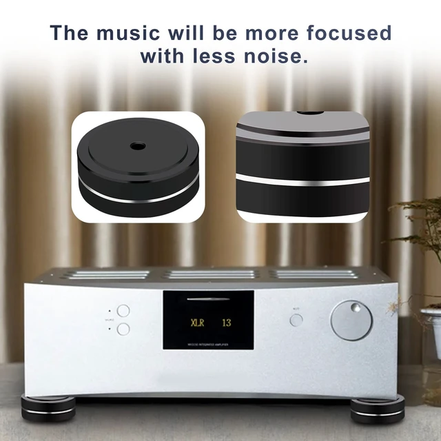 Alt view image 3 of 7 - Speaker Isolation Feet 4Pcs 40x15mm Load 400KG Aluminum Audio feet(Black) Turntable Feet with Non-Slip Rubber Rings/Adhesive/Screws for Audio,Speakers,Subwoofers,Amplifier,Turntable,DAC