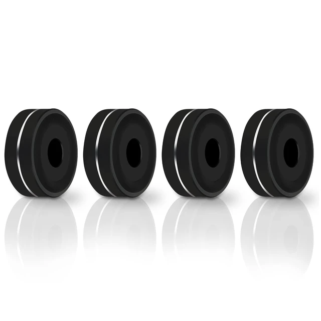 Alt view image 6 of 7 - Speaker Isolation Feet 4Pcs 40x15mm Load 400KG Aluminum Audio feet(Black) Turntable Feet with Non-Slip Rubber Rings/Adhesive/Screws for Audio,Speakers,Subwoofers,Amplifier,Turntable,DAC