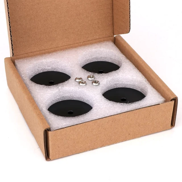 Alt view image 7 of 7 - Speaker Isolation Feet 4Pcs 40x15mm Load 400KG Aluminum Audio feet(Black) Turntable Feet with Non-Slip Rubber Rings/Adhesive/Screws for Audio,Speakers,Subwoofers,Amplifier,Turntable,DAC