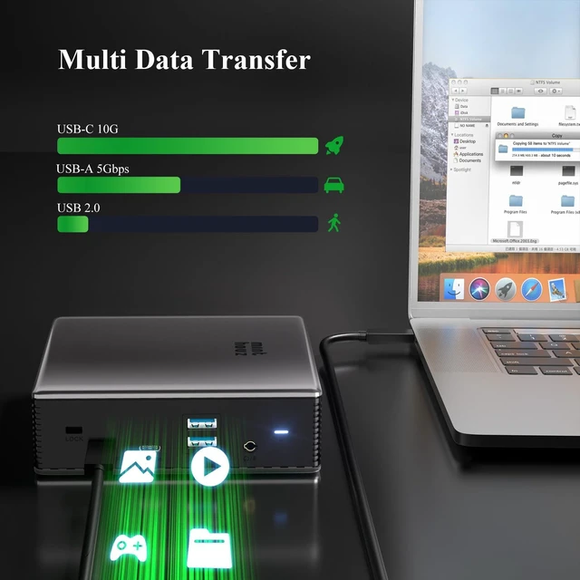 Alt view image 7 of 7 - Laptop Docking Station, 9in1 Dock with Detachable USBC Hub 3 Display USB C Dock 2 DP/HDMI/,140W PD,10Gbps 3.0USB A/C Ports,Gigabit Ethernet,Audio/Mic for MacBook,Windows System