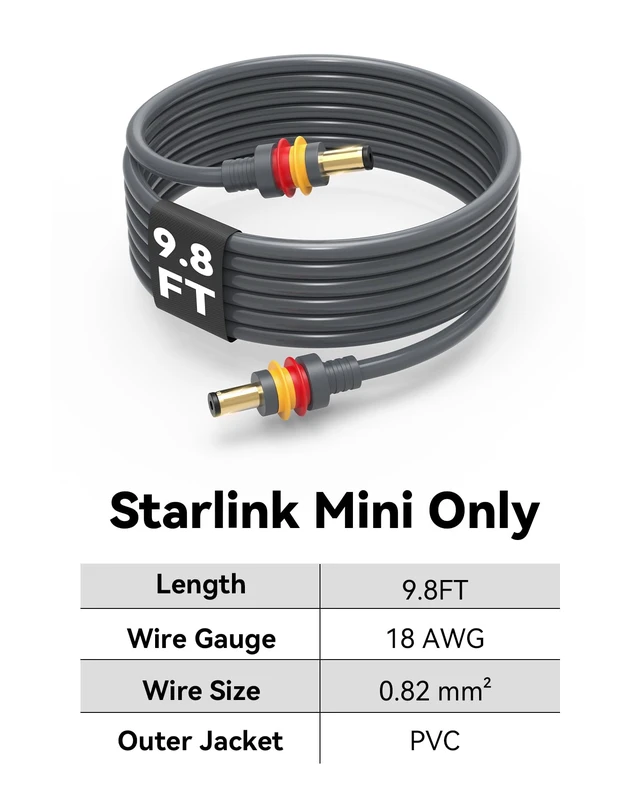 Alt view image 7 of 7 - Starlink Mini Power Cable, 9.8FT DC Power Cord for Car RV Outdoor Station