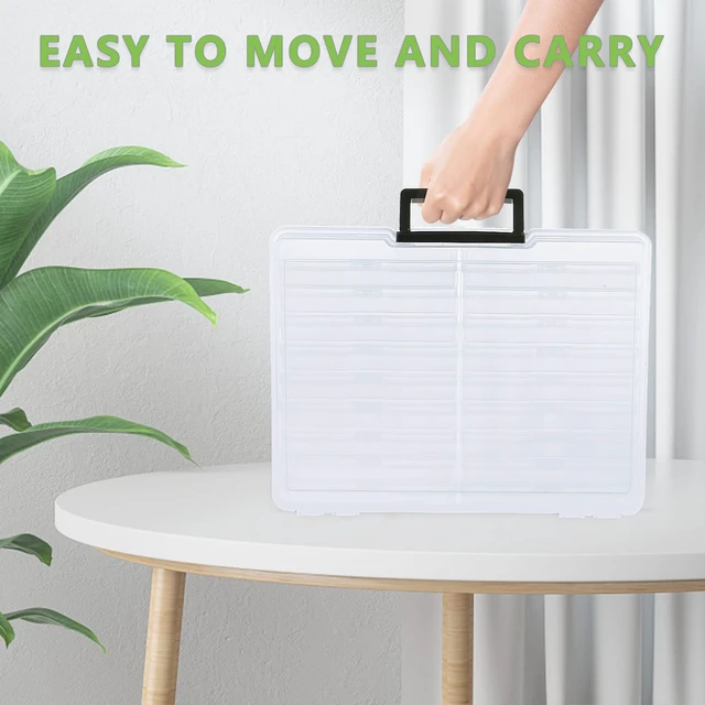 Alt view image 6 of 6 - Photo Storage Box 5" x 7", 18 Inner Extra Large Photo Organizer Container, Plastic Craft Storage Box with Handle for Cards, Sticker, Seed, Scrapbooking, Craft, Classroom Supplies