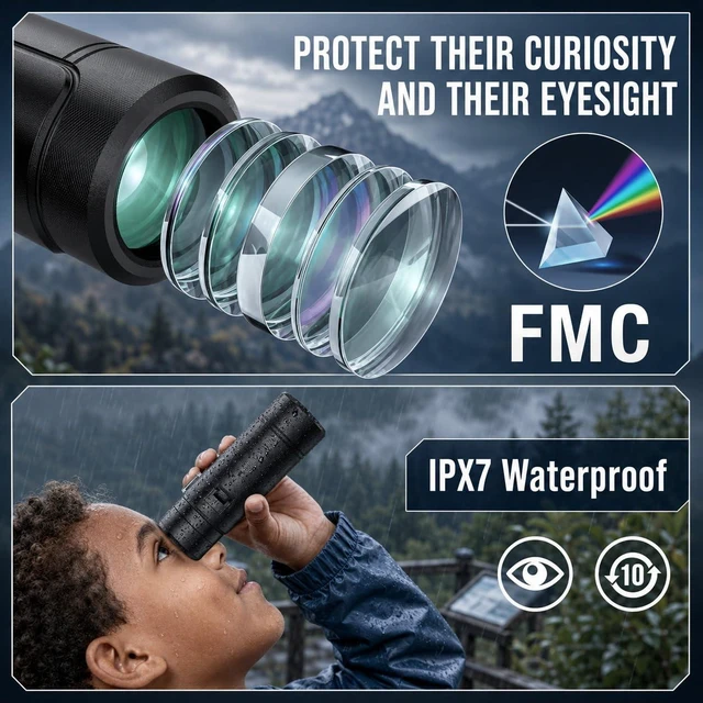 Alt view image 6 of 7 - 10x26 Compact Binoculars for Adults Travel Cruise Ship Birding Waterproof Small High Power Binoculars for Bird Watching Hiking Camping Wildlife Concert Pocket Size BAK4 Prism FMC Optics Lightweight