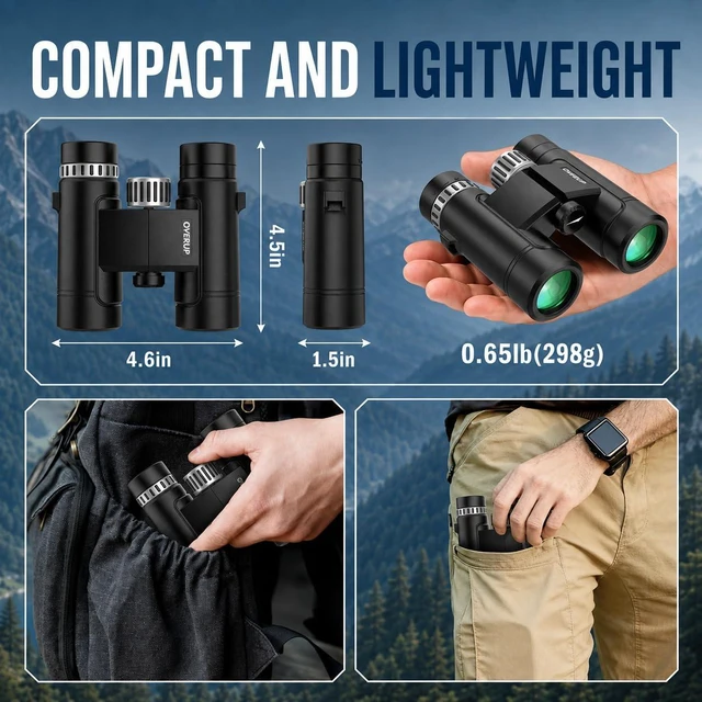 Alt view image 5 of 7 - 10x26 Compact Binoculars for Adults Travel Cruise Ship Birding Waterproof Small High Power Binoculars for Bird Watching Hiking Camping Wildlife Concert Pocket Size BAK4 Prism FMC Optics Lightweight