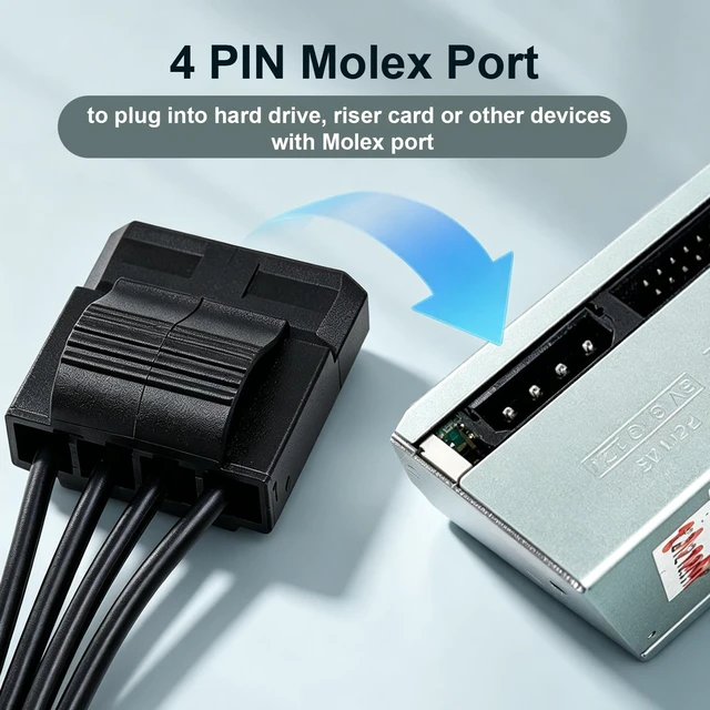 Alt view image 3 of 7 - Molex Power Cable for Corsair PSUs, 6 Pin to 3X 4 Pin Molex Female Hard Drive Power Adapter Splitter for BTC Mining Riser Card 20-in