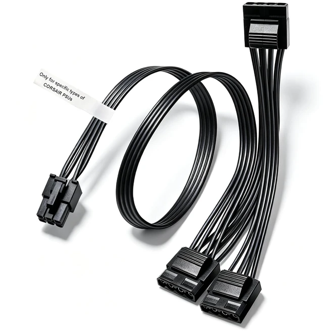 Main image of Molex Power Cable for Corsair PSUs, 6 Pin to 3X 4 Pin Molex Female Hard Drive Power Adapter Splitter for BTC Mining Riser Card 20-in