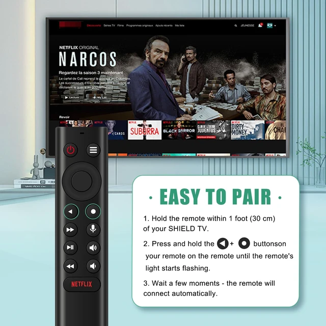 Alt view image 5 of 6 - Voice Remote Control for NVIDIA Shield TV and Shield TV Pro, Compatible with Streaming Players of 2015, 2017 and 2019 Models. Simple Pairing, Ready to use as Soon as You get it