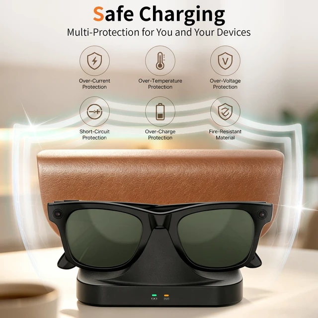 Alt view image 6 of 7 - Magnetic 2-in-1 Charging Stand Compatible with Ray-Ban Meta Glasses Gen 1&2 Compatible with Wayfarer, Skyler, Blayzer/Scriber Optics(NOT for Headliner, Oakley Meta HSTN)