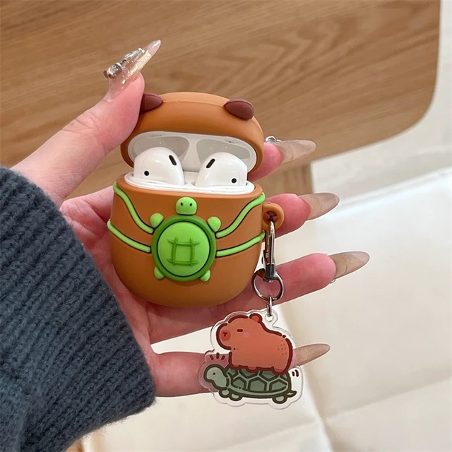 Alt view image 3 of 7 - for AirPods 5 (2026) and Airpods 4 (2024) Case, Cute Animal Cover Compatible with AirPods 5/4 Case for Girls Women, Kawaii Capybara Earbuds Cover, Silicone Shockproof Protector with Keychain