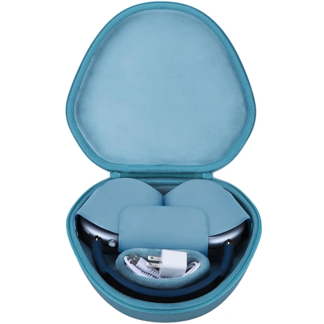 Alt view image 2 of 7 - Storage Case Compatible with Apple AirPods Max Over-Ear Headphones Lightweight Carry, Secure Storage, Convenient Zipper, Soft Interior,Light Blue Case